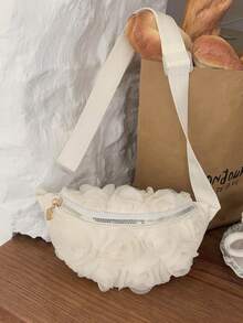 Túi đeo chéo/đeo vai cao cấp, thanh lịch, đa năng, tối giản dành cho nữ, họa tiết hoa buổi tối mới. - Màu be - Xem 8