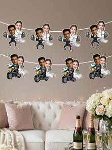7 buah Banner Pernikahan Foto Kustom, Banner Pengantin Lucu yang Dipersonalisasi, Garland Foto Pernikahan yang Dipersonalisasi, Dekorasi Pesta Pasangan Kustom, Banner Pernikahan Kustom Dekorasi Gantung Pengantin Lucu - MultiWarna - View 6