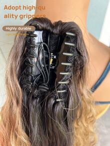 36 Inch Long Lightweight Fully Natural Curly Black Hair Ponytail Wig, Multi-Layer Soft Drawstring Synthetic Hair Ponytail Extension For Women - Brown Ombre - View 4