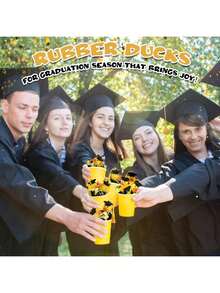 10 piezas Regalos de graduación de patos amarillos de silicona mini DIY, decoraciones de pastel de pato de silicona, adecuado para fiesta de graduación, fiesta de natación, obsequios, fiesta temática - Ver 7