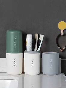 1pc Creative New Minimalist Nordic Style Transparent PET Travel Toothbrush & Toothpaste Storage Box, Multi-Functional Outdoor Toiletry Toothbrush Holder, Also Can Store Tableware, Minimalist Nordic Style Toothbrush Cup - Multicolor - View 10
