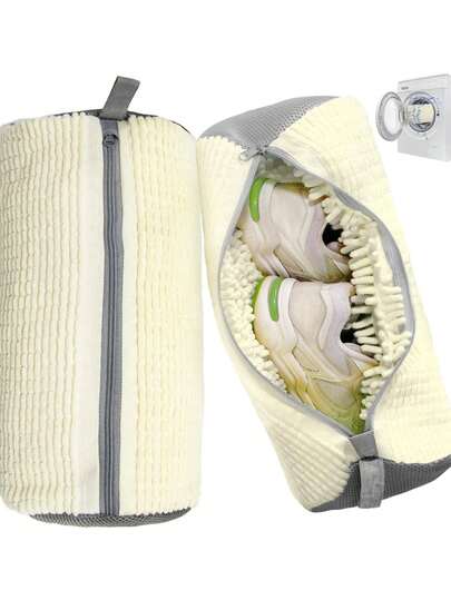 1 pieza Bolsa de limpieza de zapatos de 360°, Bolsa de lavado de zapatillas reutilizable, para lavadora y secadora, se adapta a todo tipo y tamaño de zapatos, accesorios de lavandería, regalo de Navidad