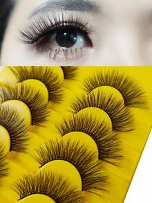 8 Pairs/Box 3D Multilayer Fluffy False Eyelashes, Thick Curly European And American Style Messy Mixed Smoky Makeup, Suitable For Stage, Nightclub, Makeup Artist, Blogger - Black - View 8