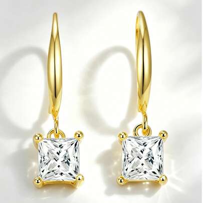 ConiiW A Pair Of 925 Sterling Silver 1-Carat Princess-Cut Moissanite High-Quality Stud Earrings, Classic, Elegant, Simple, And Versatile. Perfect For Mother's Day, Graduation Season, As A Gift For Friends, Yourself, Or Girlfriend. Also Suitable For Everyday Wear, Weddings, Proms, Banquets, And Parties.