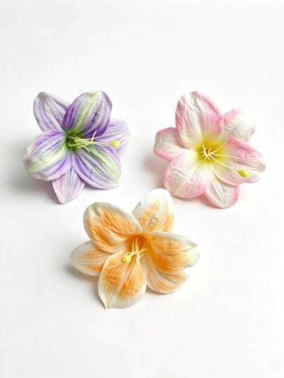 3pcs/Set Ombre Floral Hair Clips, Bohemian Style Flower Print Hair Accessories For Women, Polyester