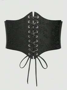 1 chiếc corset ren màu đen kiểu cung đình gợi cảm dành cho nữ, thích hợp cho lễ hội Halloween, lễ hội hóa trang hoặc mặc hàng ngày. - màu đen - Xem 1