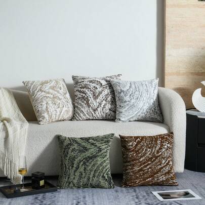 雪尼尔法式复古奢华艺术波浪图案抱枕套，客厅沙发卧室装饰靠垫