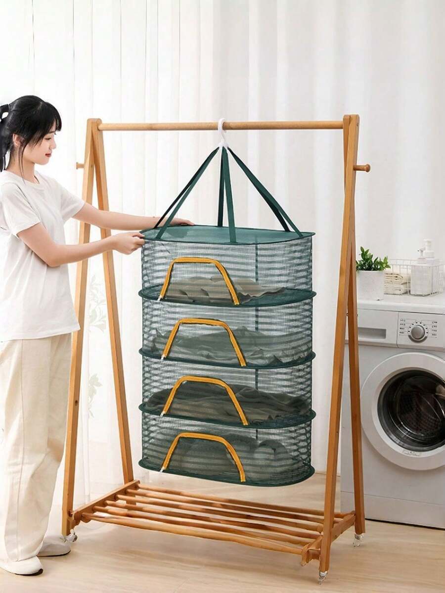 1 tấm lưới phơi đồ nhiều lớp gấp gọn màu trắng/đen/xanh lá cây, lưới phơi kín chống bụi, dùng để phơi đồ lót, tất, áo ngực, chống muỗi và ruồi. Có 1 lớp/2 lớp/3 lớp/4 lớp.