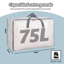 Piezas Bolsas de Almacenamiento Transparentes de 75L con Asas PVC Plegable Impermeable y de Alta Resistencia para Guardar Ropa Organizador de Cobijas Edredones Sábanas y Mudanza 60 x 5 x 50cm - 2 - Ver 7