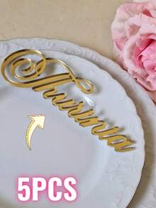 1/3/5 piezas Tarjetas de lugar de boda de lujo, etiqueta de espejo dorado, nombre cortado con láser, material acrílico, decoración de boda, ajuste de mesa, etiquetas de evento personalizadas, tarjetas de lugar de nombre acrílico personalizadas - Oro, Plata, Oro Rosa | Tarjetas de mesa cortadas con láser personalizadas adecuadas para bodas, fiestas de cumpleaños y diversos eventos - Multicolor - Ver 28