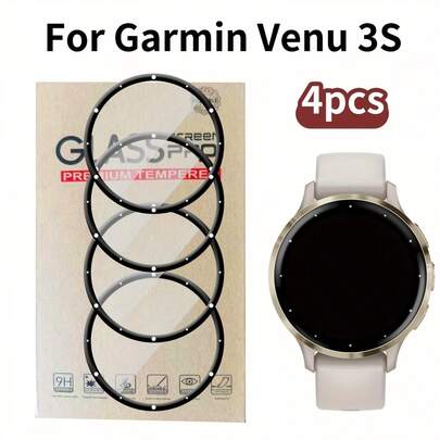 4片装 Venu 3s 智能手表屏幕保护膜，2H 硬度，防刮擦，防眩光，触控灵敏，高清亮面覆盖，精准摄像头开孔，兼容 Venu 3s 智能手表（不含电池，非玻璃材质）