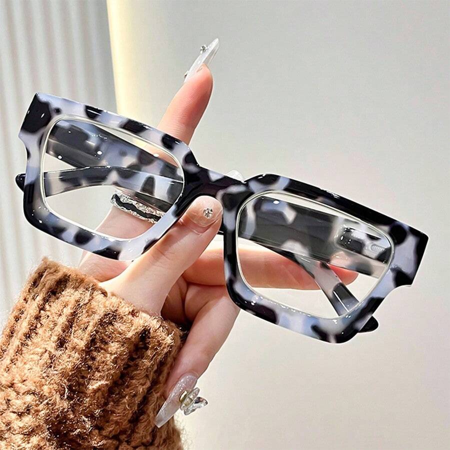 1 Pair Rectangular Frame Light Reading Glasses For Men And Women - Gray Turbid Water Frame - View 1