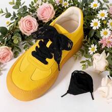 3.5cm Lace Trim Shoelaces, Ballet Style - 1 Pair 100cm Length, Suitable For Dress Shoes Lace Accessories - Black - View 4