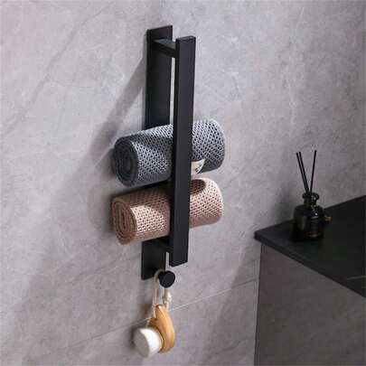 High-Quality Thickened Bathroom Towel Rack - Can Be Placed Horizontally Or Vertically, With Hooks For Easy Installation Without Drilling. A Very Practical Towel Storage Rack.