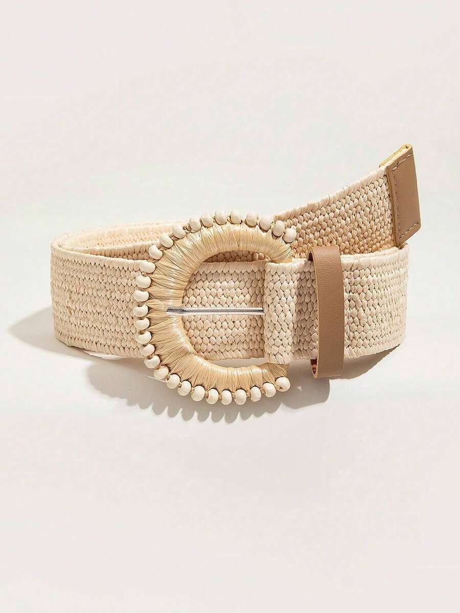 1pc Women's Bohemian Style Woven Belt - Beige - View 1