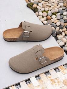 Dép lê unisex, phù hợp cho mọi mùa, đế chống trơn trượt và bền chắc, thiết kế chữ trên phần trên, thời trang và dễ mang. - màu đất - Xem 4