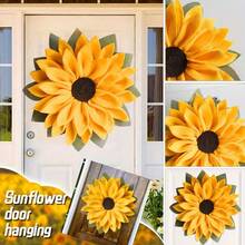 Corona de girasol de Acción de Gracias para decoración de puerta, decoración de pared, cartel de tela para puerta del hogar, decoración festiva de girasol - Ver 6