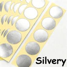 20Sheets 45mm Round Scalloped Edge Embossed Seal Stickers DIY Golden & Silvery Certificates Seals For Wedding Invitations, Documents & Envelopes - 20pcs - View 6