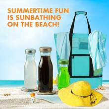 This Dual-Purpose Mesh Beach Tote Bag Features A Cooler Compartment, A Spacious Shoulder Bag, And Is Suitable For Both Men And Women. It Offers Convenient Storage And Is Perfect For Beach Outings, Camping, Hiking, Picnics, And Outdoor Adventures. - 綠色 - 查看 7