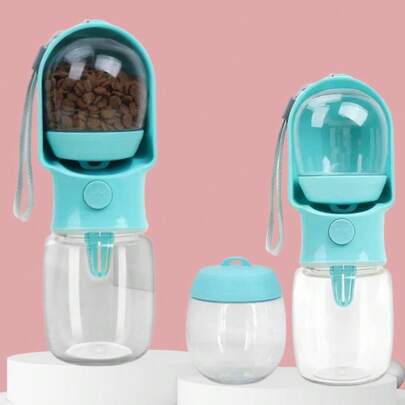 1pc Portable Pet Travel Water Bottle, Suitable For Dogs, Cats, Puppies, With Food Container, Leak-Proof And Non-Slip, Essential For Outdoor Walking, Hiking, Camping, Foldable, Lightweight And Durable, Pet Supplies, Summer Beach Park Travel Pet Accessories, Dog Water Dispenser