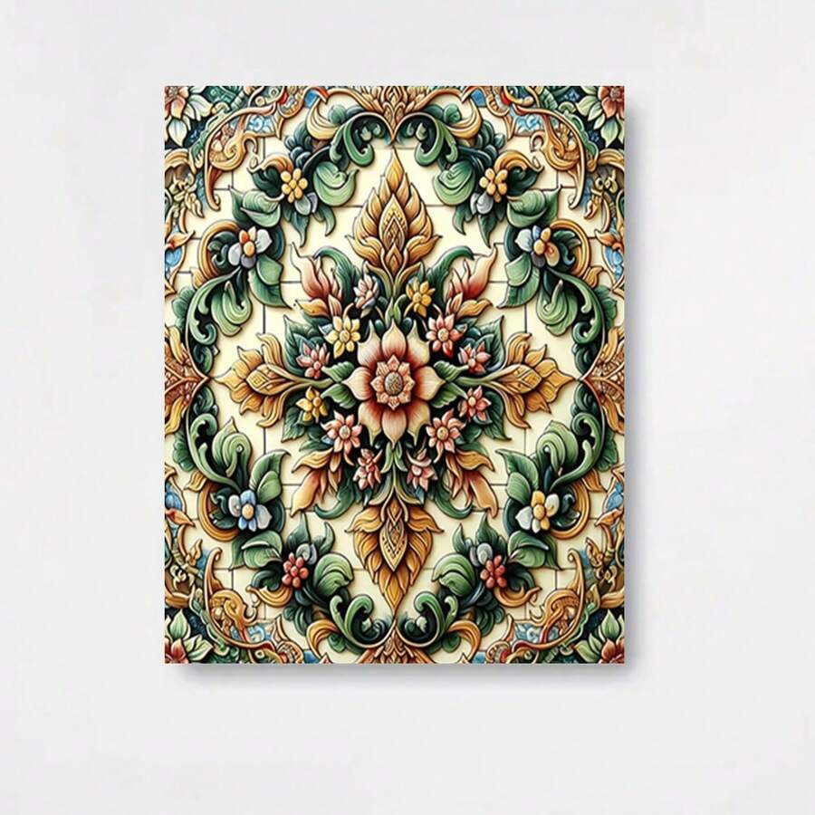 Kit de Pintura de Diamantes 5D - Decoración Floral Mandala, Cuentas de Diamantes Redondas y Colores Vibrantes, Adecuado para Decoración de Paredes en el Hogar y la Oficina, Perfecto para Regalos de Acción de Gracias y Navidad, Arreglo de Espacios de Oficina, Obra de Arte Festiva, Proyecto de Artesanía Fina - Enmarcado - Ver 1