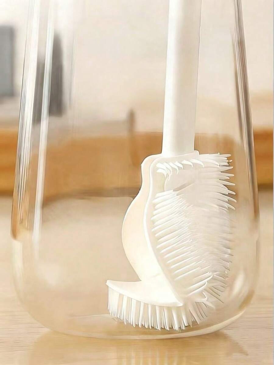 Bàn chải vệ sinh silicon 360° với đầu có thể gập lại và cán dài, có thể tái sử dụng để vệ sinh chai lọ, cốc chén và nhà bếp/nhà cửa.