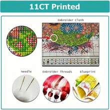 1 Set Yin Yang Wonderland Semi-Finished Cross Stitch Kit, DIY Needlework Materials, 11CT Printed Cross Stitch Decor Painting, Creative Handmade Gift, Full Home Decor Craft Set, Frame Not Included - Yin Yang Wonderland - View 11