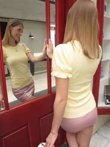 Summer Design Retro Unique Lotus Sleeve Round Neck Short Sleeve T-Shirt For Women, Sweet Fresh Versatile Style - Yellow - View 10