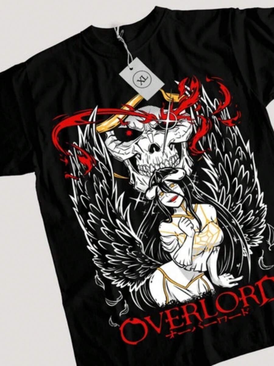 Anime Overlord Ainz Albedo Graphic  T-Shirt Size S-5XL - 黑色 - 查看 1