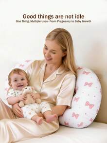 2-In-1 Pregnancy Pillow – Soft Memory Foam Full Body Support For Side Sleepers, Back, Belly, Hips & Legs - Pink Butterfly - View 3