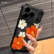 オレンジフラワー  17 16 15 14 13 12 Pro XS Plus Max対応 四隅電気メッキエアバッグ耐衝撃性スマホケース スタイリッシュでなデザイン 複数の色が利用可能 クラシックな保護するカバー - オレンジ - チェックする 11