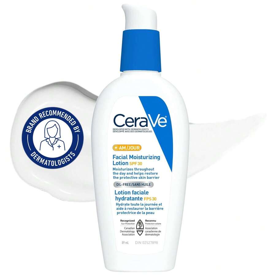 CeraVe AM Facial Moisturizing Lotion SPF 30, 89ml, Oil-Free Daily Face Moisturizer With Sunscreen, Moisturizes & Restores Skin Barrier, Dermatologist-Developed - Hyaluronic Acid - View 1