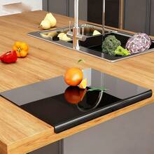 Clear/Black Acrylic Cutting Board - Chopping Board With Counter Lip, Non-Slip & Stain-Resistant For Kitchen Fruits & Vegetables - Clear Design Protects Countertops, Easy To Clean - Perfect Gift For Parents, Kitchen Chopping Board (2 Colors Available). - Black - View 4