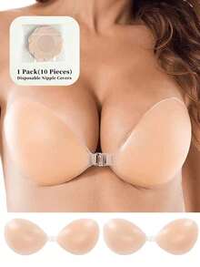 1pc/2pcs Seamless Invisible Self-Adhesive Push-Up Bra, Strapless Backless Sticky Silicone Bra, Reusable Waterproof Nipple Cover, Suitable For Dresses And Party Wear, Mother's Day Gift - Apricot - View 23