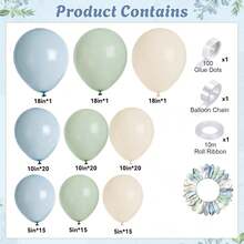 Winrayk Ensemble de 111 pièces d'arches de ballons gris-bleu vert sauge, avec des ballons bleu macaron, vert clair de lune et blanc crépuscule. Convient pour les baby showers, les fêtes de mariage, les anniversaires de mariage et les décorations de fête d'anniversaire. - Voir 6