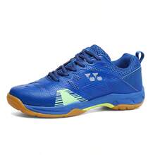 Zapatos profesionales de bádminton de unicolor unisex, adecuados para deportes interiores y exteriores, con función de absorción de impactos y antideslizante, también adecuados para tenis de mesa - Azul - Ver 9