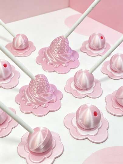 2/1个草莓奶昔笔筒 可爱女孩爱心3D打印创意文具收纳摆件 创意布丁马卡龙棒棒糖笔筒 可爱布丁笔筒 生日礼物 创意桌面小摆件 婴儿派对小礼物