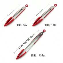 Bộ 3 kẹp nhà bếp, dài 20cm, làm bằng thép không gỉ, tay cầm bằng silicon và đầu bằng nylon, chống trượt, thích hợp cho vỉ nướng, nồi chiên không dầu, chảo chống dính, làm salad, dụng cụ phục vụ ăn uống và đồ dùng bàn ăn, quà tặng Giáng sinh và Halloween. - Nhiều màu - Xem 10