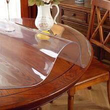 Round Tablecloth, Transparent Soft Glass, Thickened PVC Material, Waterproof And Oil-Proof Protective Cover, No Need To Wash, Easy To Clean, Suitable For Living Room Dining Table, Kitchen Tabletop, Coffee Table And Other High-End Home Decor - Transparent - View 11