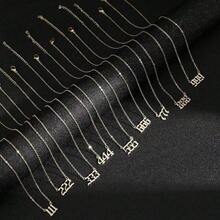 1pc European And American Fashion Style Cubic Zirconia Personalized Design Number 111-999 Angel Pendant Necklace For Women - Yellow Gold - View 6
