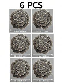 1pc/4pcs/6pcs/8pcs Black Minimalist PVC Waterproof Floral Placemats,Easy Clean, Washable, Wipe Clean, Non-Slip, Heat Resistant, For Room Decor, Dining Table Decor, Home Decor, Suitable For Holiday,Birthday,Party, Wedding And Dinner - Black - View 16
