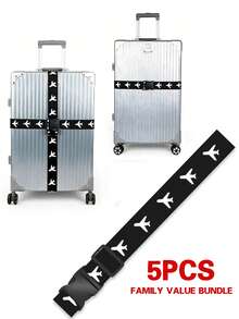 1pc 2M White With Black High-Quality Digital Print Luggage Strap, Multi-Color Options, Portable Anti-Lost Travel Organizer Strap, Cross Tie Strap, Color Identification Luggage Belt, Adjustable Durable Luggage Strap, Business Travel Organizer Essential - Multicolor - View 23