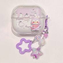 1pc Cute Cartoon Transparent Earphone Case With Pendant, Suitable For Samsung Galaxy Wireless Earbuds Protective Cover - Multicolor - View 10