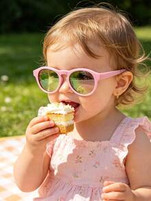 1pc Baby Anti-Fly Glasses, Protective Eyewear For Infants 0-2 Years Old, Fashionable Fashion Glasses With TPEE Soft Frame, Comfortable UV400 Protection, Cute Decorative Casual Simple Sunshade - Colorful Trumpet - View 2