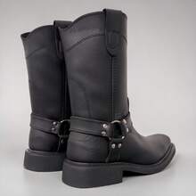 BOTA ESTILO CHOOPER VAQUERA CON ARGOLLAS EN PIEL RODEO CABALLERO MOTOCICLETA CON SUELA ANTI DERRAPE DE HULE - Negro - Ver 7