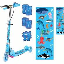 Kick Scooters, Foot Scooters - Blue + Knee Pads - View 9