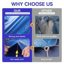 Tấm bạt dày 8 mil màu xanh dương và đỏ, chống thấm nước, chống tia UV, dùng che mưa, kèm 6 dây buộc miễn phí, bạt poly chống rách thích hợp cho cắm trại, công trình xây dựng và che xe. - Xanh Cam 3*5 - Xem 3