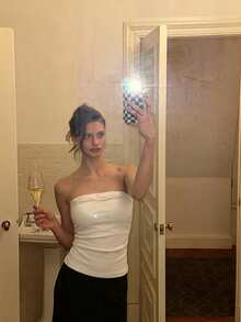 Sexy Bandeau Padded Crop Top, Summer Outfit - White - View 10