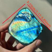 Large Freeform Raw Specimen Of Natural Labradorite And Moonstone Featuring A Vibrant Blue And Purple Flash, Perfect For Display In A For Collection Or As Home Decor - Multicolor - View 2