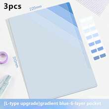 6 Pockets Transparent L-Shaped Gradient Green-Blue-Purple Design A4 File Folder, Student & Office Supplies, Exam Paper Storage, Durable Plastic Document Organizer With Label Space - Multicolor - View 16